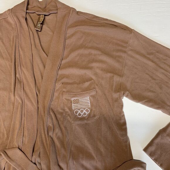 Skims Robe Large Ochre Pink Brown Belted Team USA Olympic Lounge Soft - Picture 2 of 10